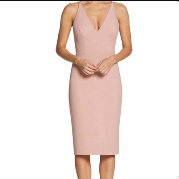 Dress the Population Lyla Crepe Cocktail Dress, Size Medium - Picture 1 of 7